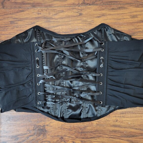 Plus Size Solid Black Backless Strapless Lace-Up Bustier Corset Top sz 4X EUC - Picture 1 of 3